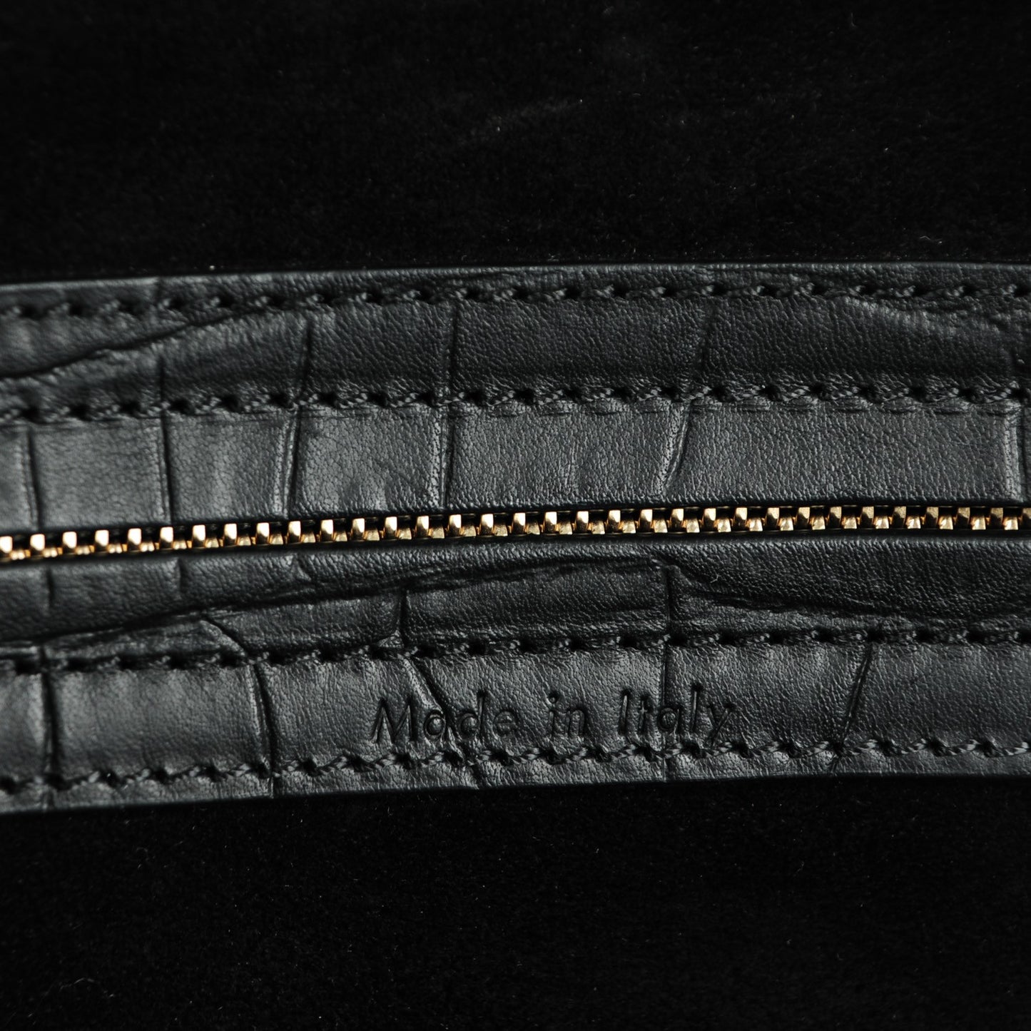 Crocodile Embossed Calfskin Medium Phantom Luggage Black