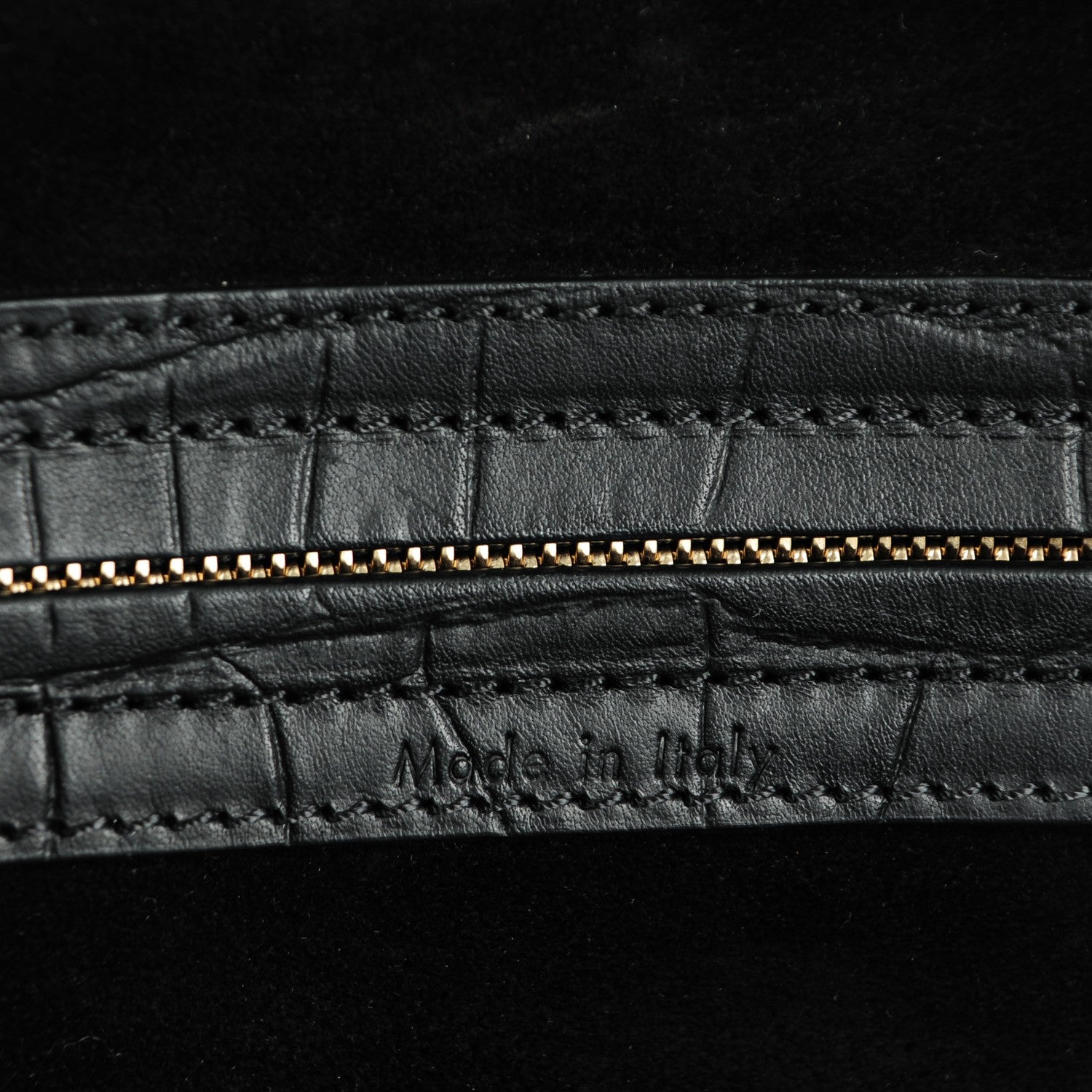 Celine Crocodile Embossed Calfskin Medium Phantom Luggage Black 11 of 24