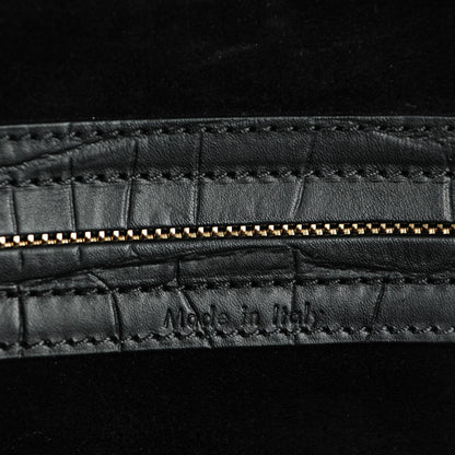 Celine Crocodile Embossed Calfskin Medium Phantom Luggage Black 11 of 24