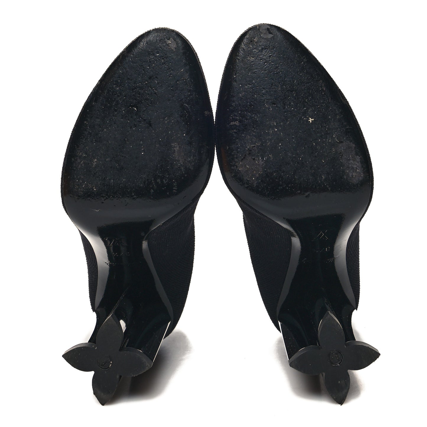 Stretch Fabric LV Black Heart Sock Ankle Boots 37.5 Black
