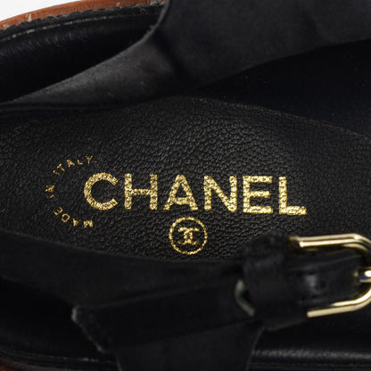 Chanel Satin Lambskin Chain Flat Sandals 37 Black 7 of 8