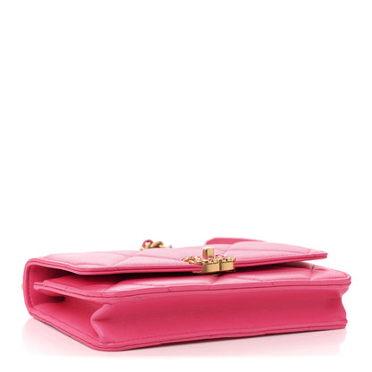 Chanel Lambskin Quilted Chanel 19 Wallet On Chain WOC Dark Pink 4 of 13