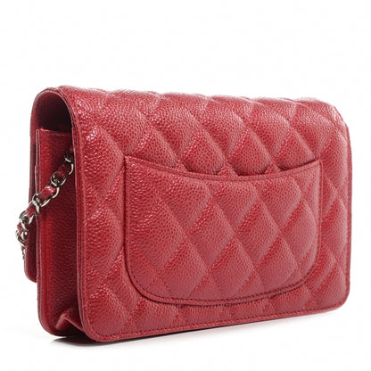 Chanel Caviar Quilted Wallet On Chain WOC Dark Pink 3 of 9