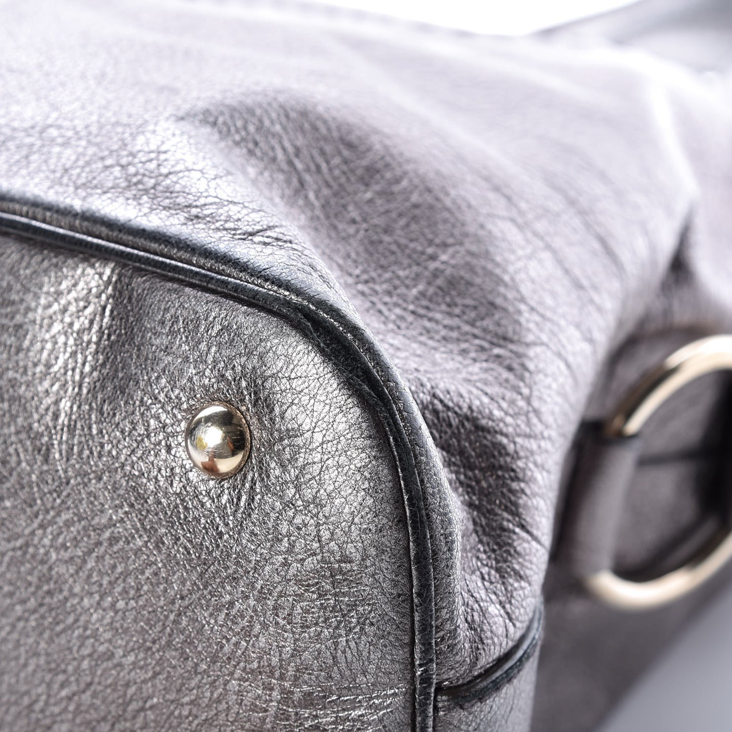 Metallic Calfskin Large Muse Silver