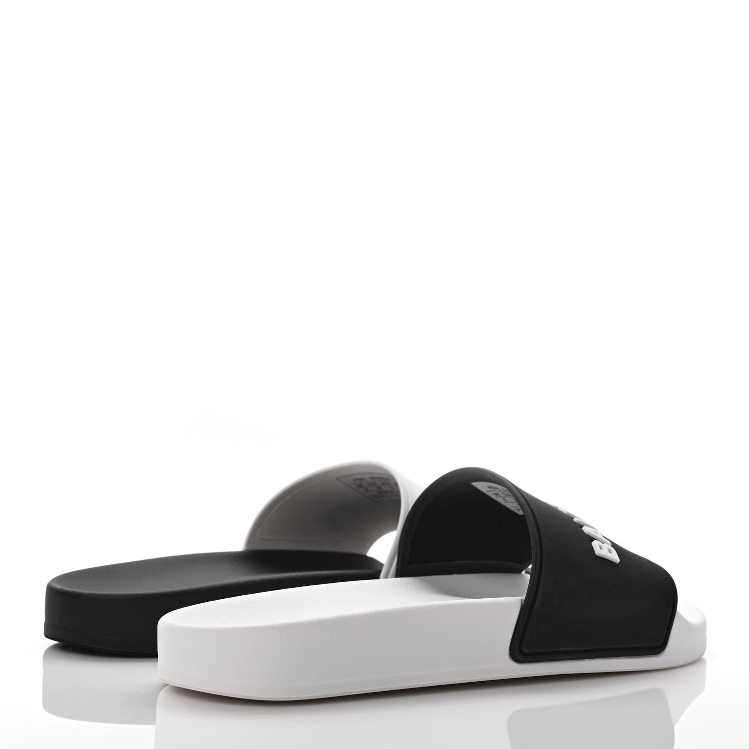 Balenciaga Rubber Womens Logo Pool Slide Sandals 39 Black White 4 of 7