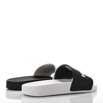 Balenciaga Rubber Womens Logo Pool Slide Sandals 39 Black White 4 of 7