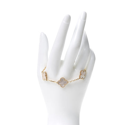 Van Cleef & Arpels 18K Yellow Gold Mother of Pearl 5 Motifs Vintage Alhambra Bracelet 2 of 8