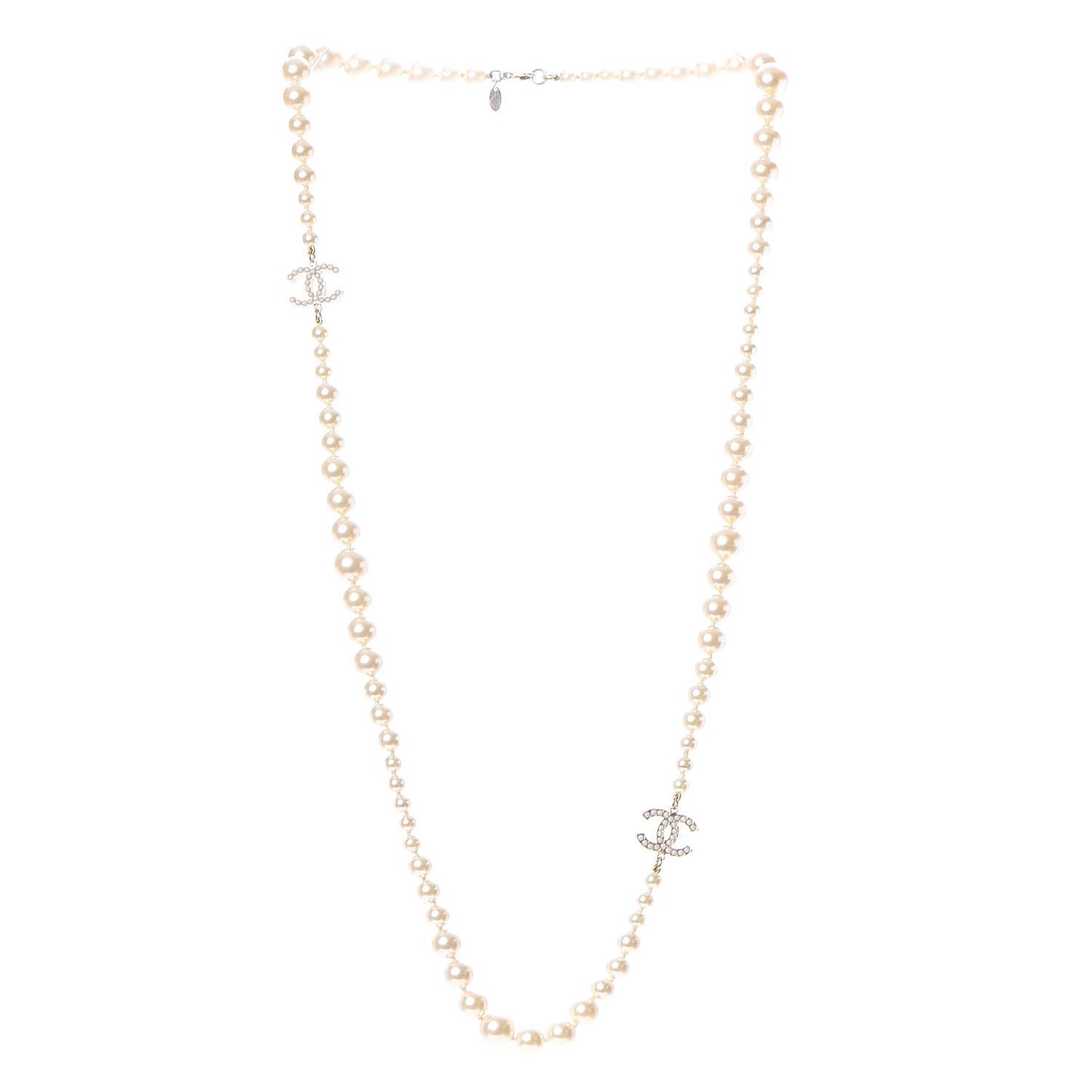 Pearl CC Long Necklace Gold