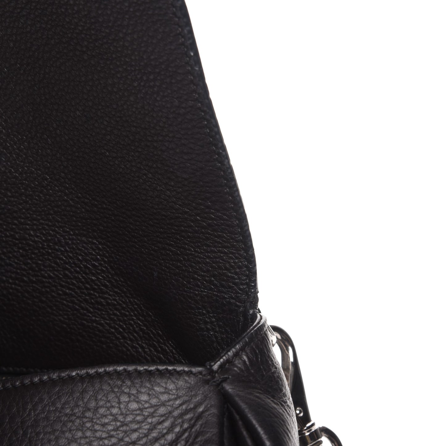 Waxy Grained Calfskin Medium Pandora Pure Flap Bag Black