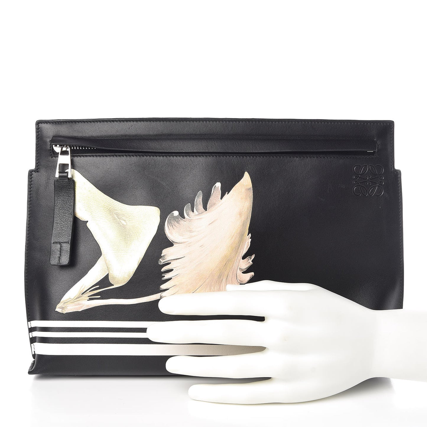 Calfskin Mushroom T Pouch Bag Black