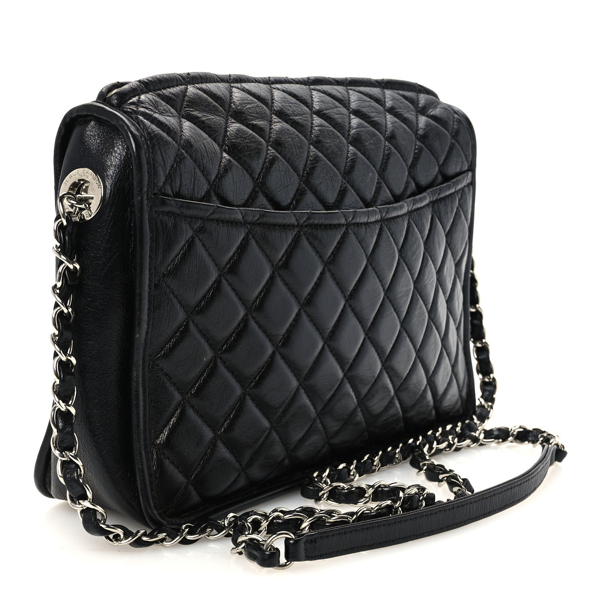 Chanel Aged Calfskin Quilted Large Working Vibe Camera Case Black 3 of 10
