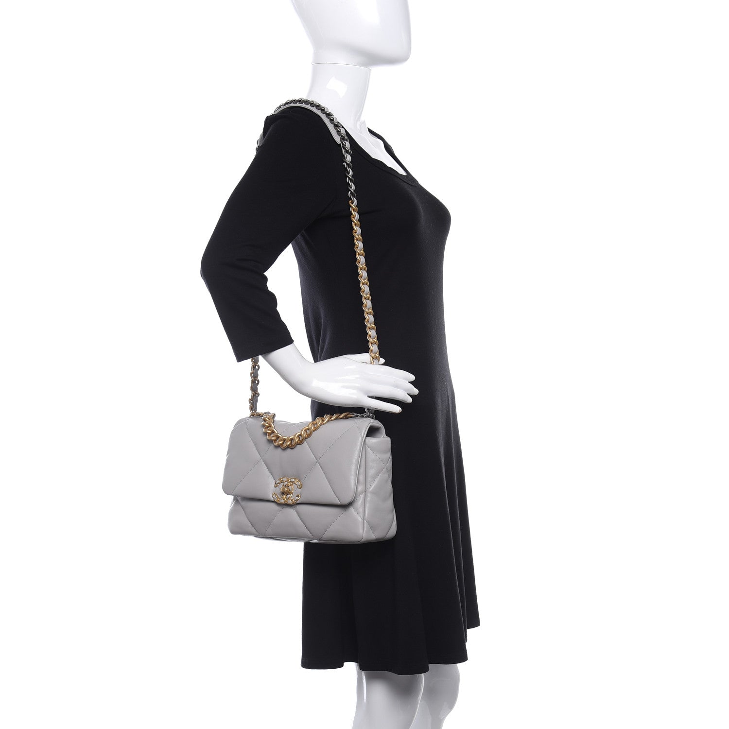 Chanel Lambskin Quilted Medium Chanel 19 Flap Grey 3 of 9