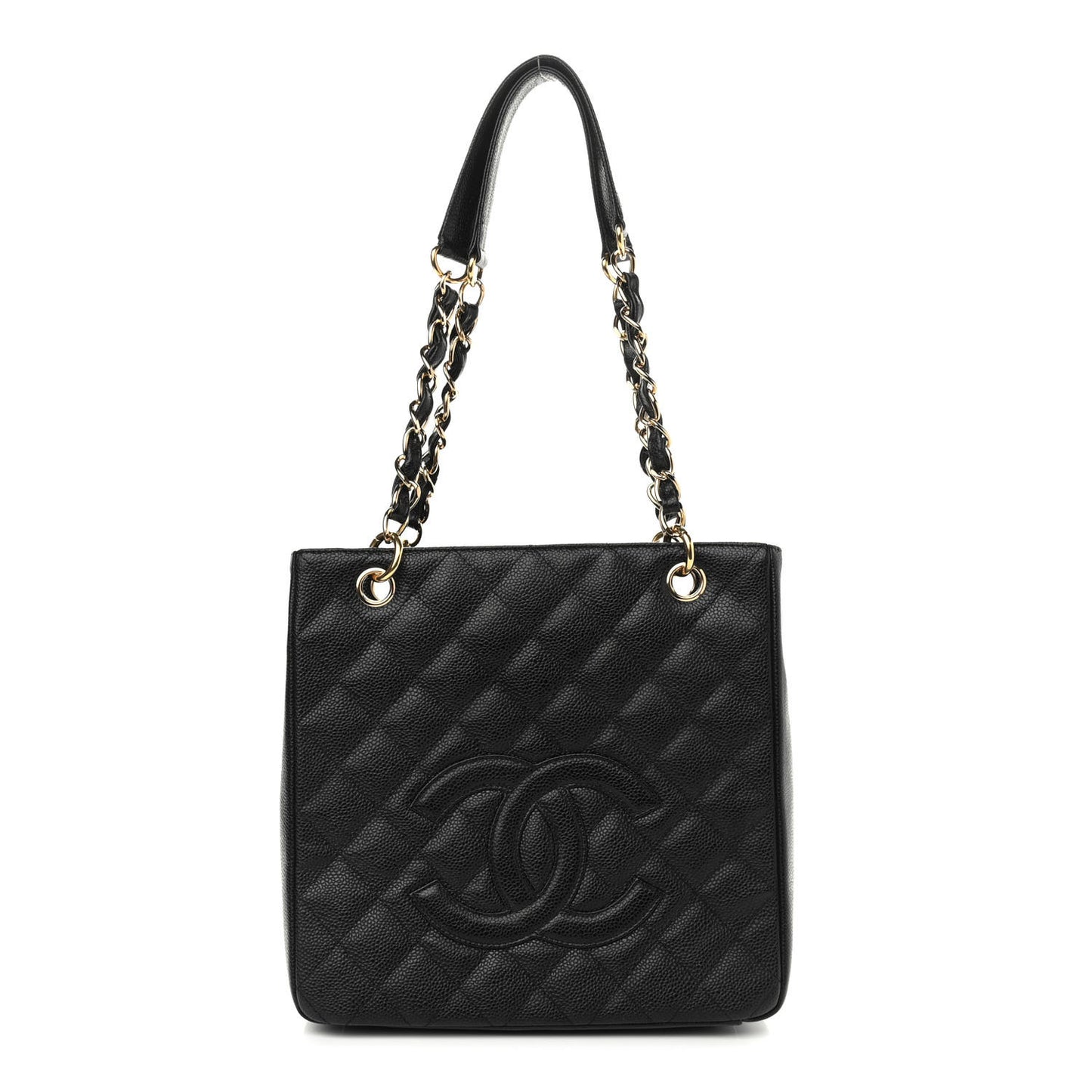 Caviar Quilted Petit Shopping Tote PST Black