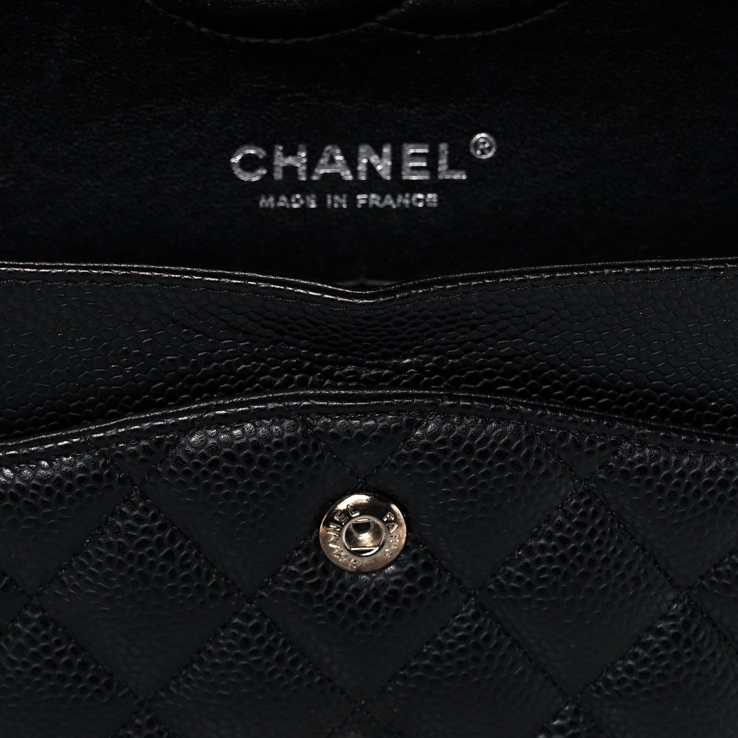 Caviar Quilted Medium Double Flap Black