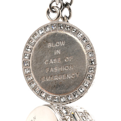 Chanel Crystal Baguette CC Whistle Key Chain Silver 3 of 4