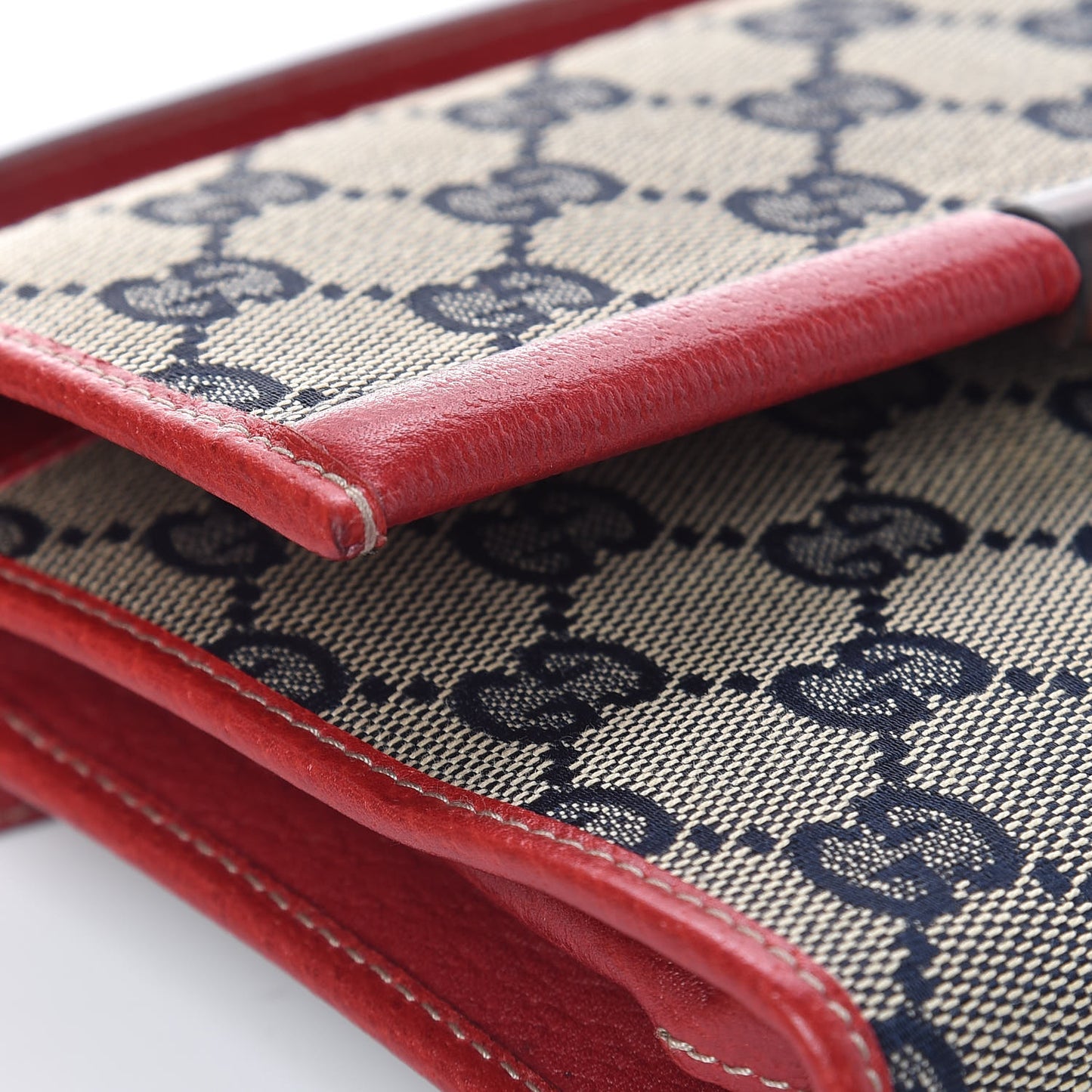 Monogram Bamboo Bar Clutch Navy Red