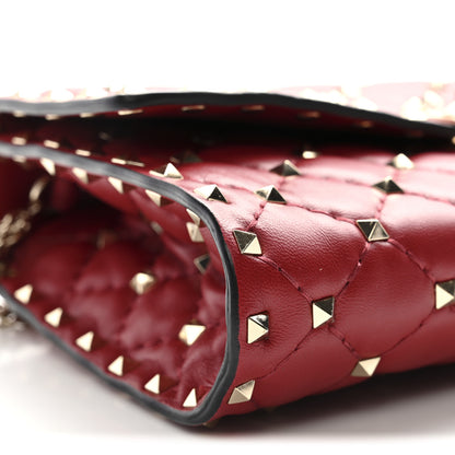 Valentino Garavani Lambskin Rockstud Spike Wallet on Chain Red 8 of 10