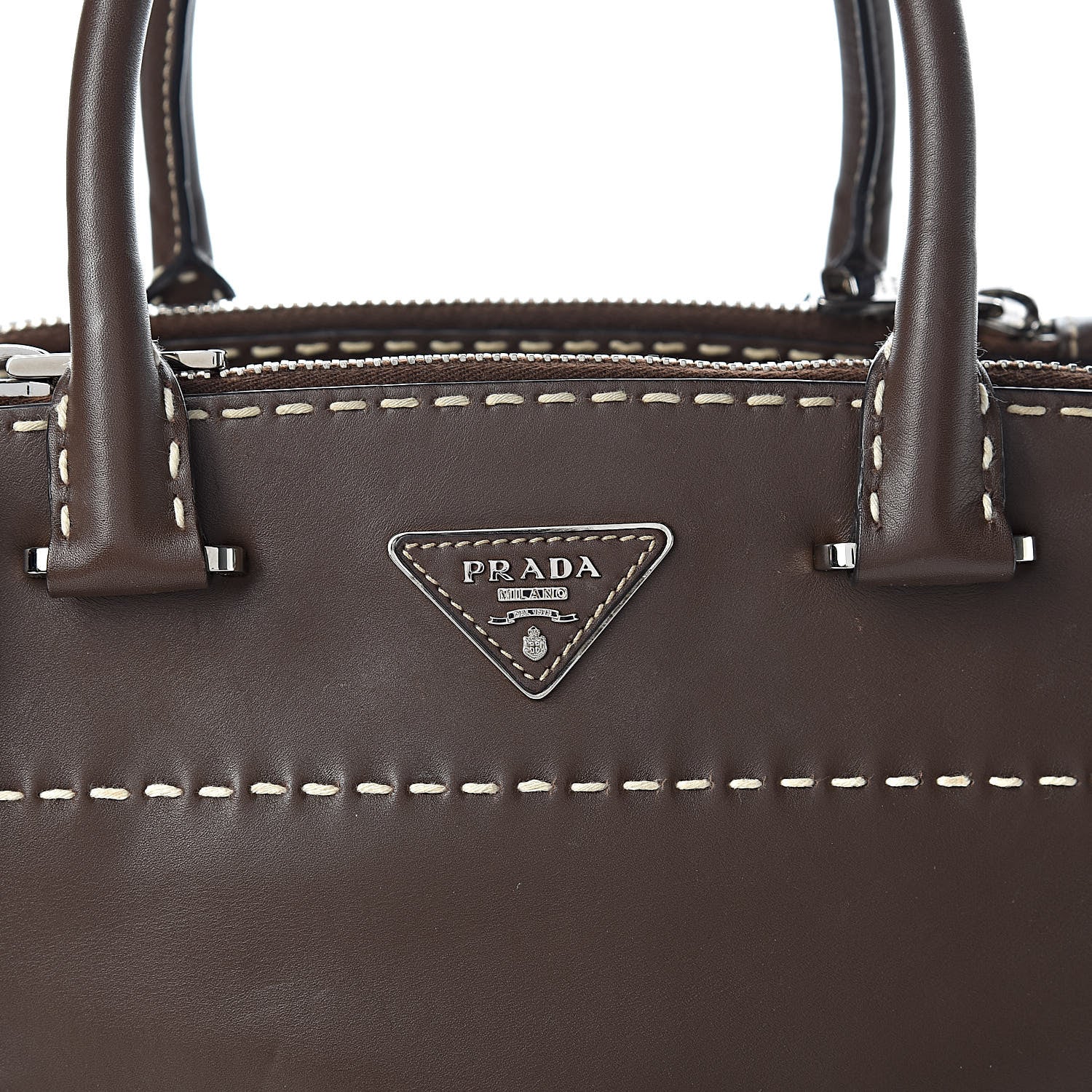 Prada City Calf Small Stitched Twin Pocket Tote Cacao White 16 of 16