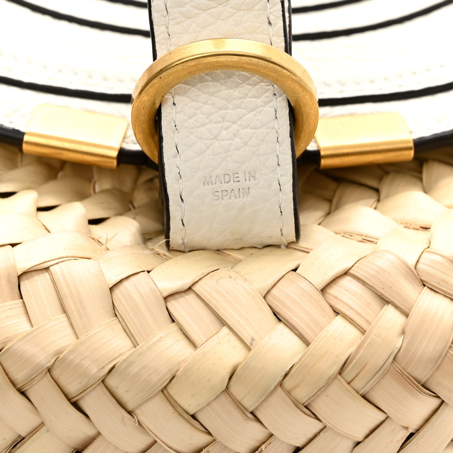 Raffia Small Grain Calfskin Small Marcie Basket Crossbody White