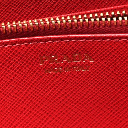 Prada Saffiano Metal Zip Around Wallet Fuoco 6 of 12