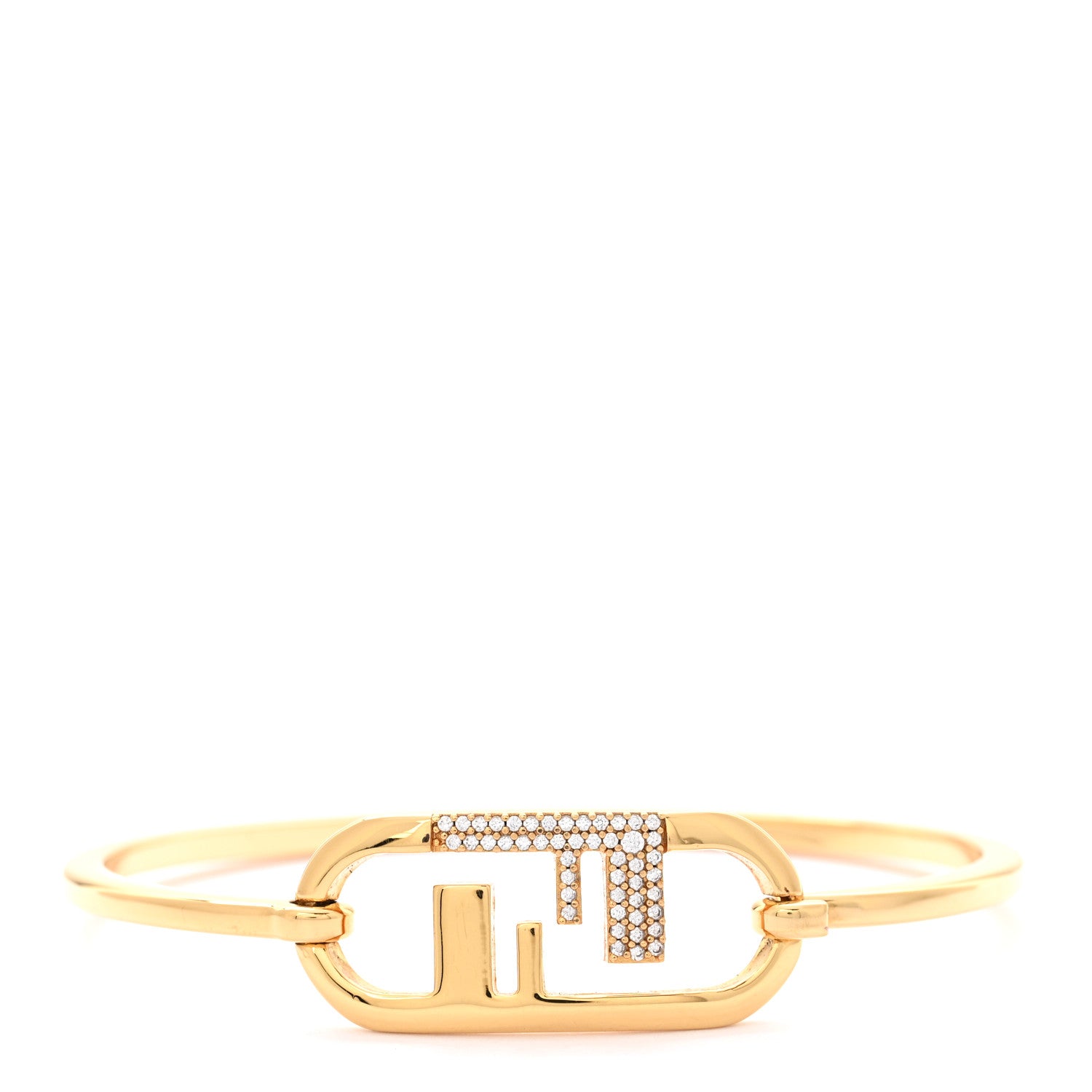 Fendi Metal Crystal O'Lock Bracelet M Gold 1 of 5