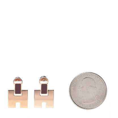Hermes Rose Gold Lacquer Eileen Earrings Rouge H 2 of 6