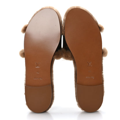 Louis Vuitton Mink Fur Monogram Lock It Flat Mule 40 Cognac 5 of 8