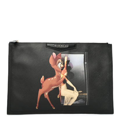 Givenchy Textured Coated Canvas Bambi Print Medium Cosmetic Pouch Black 1 of 8