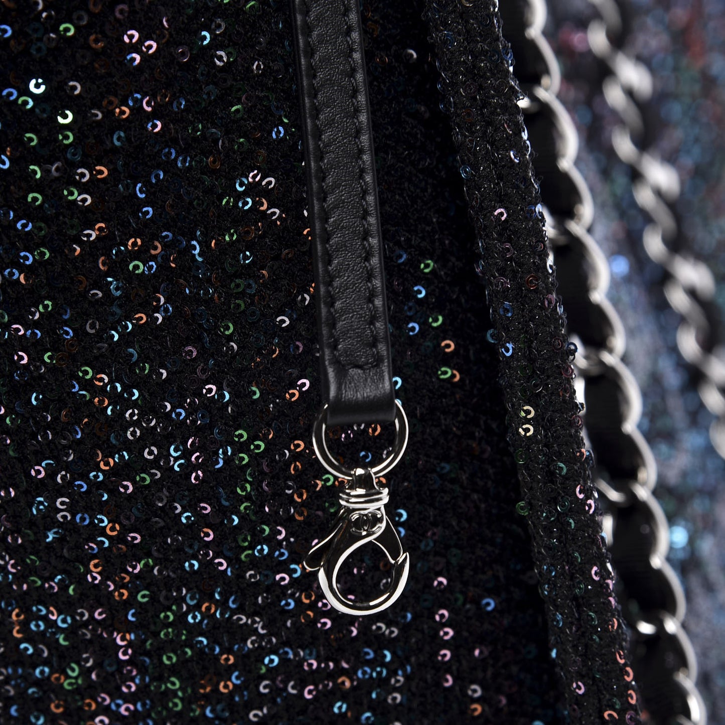 Calfskin Sequin Medium Deauville Tote Black
