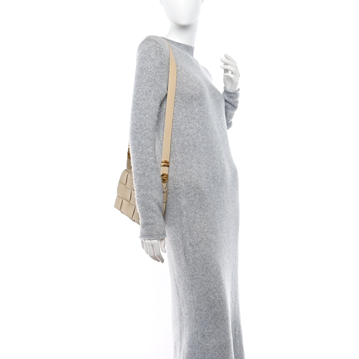 Grained Calfskin Maxi Intrecciato Cassette Crossbody Bag Porridge