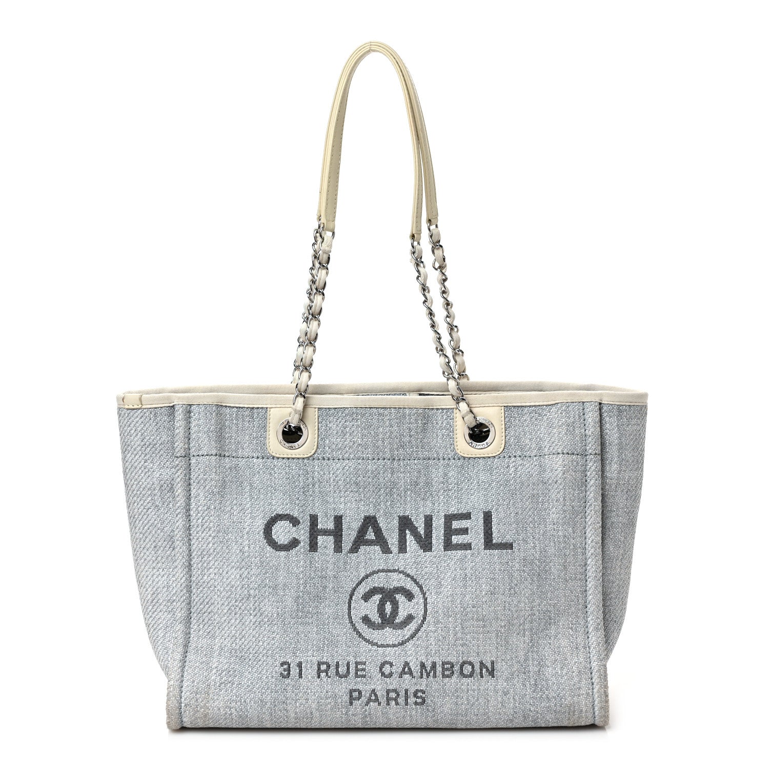 Chanel Woven Straw Raffia Small Deauville Tote Light Blue 1 of 10