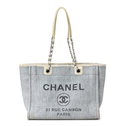 Chanel Woven Straw Raffia Small Deauville Tote Light Blue 1 of 10