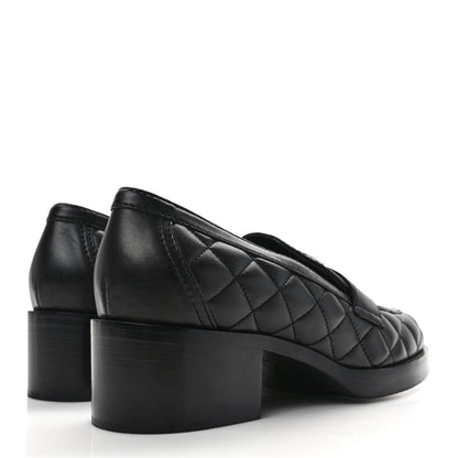 Chanel Lambskin Quilted CC Heart Loafers 40 Black 4 of 7