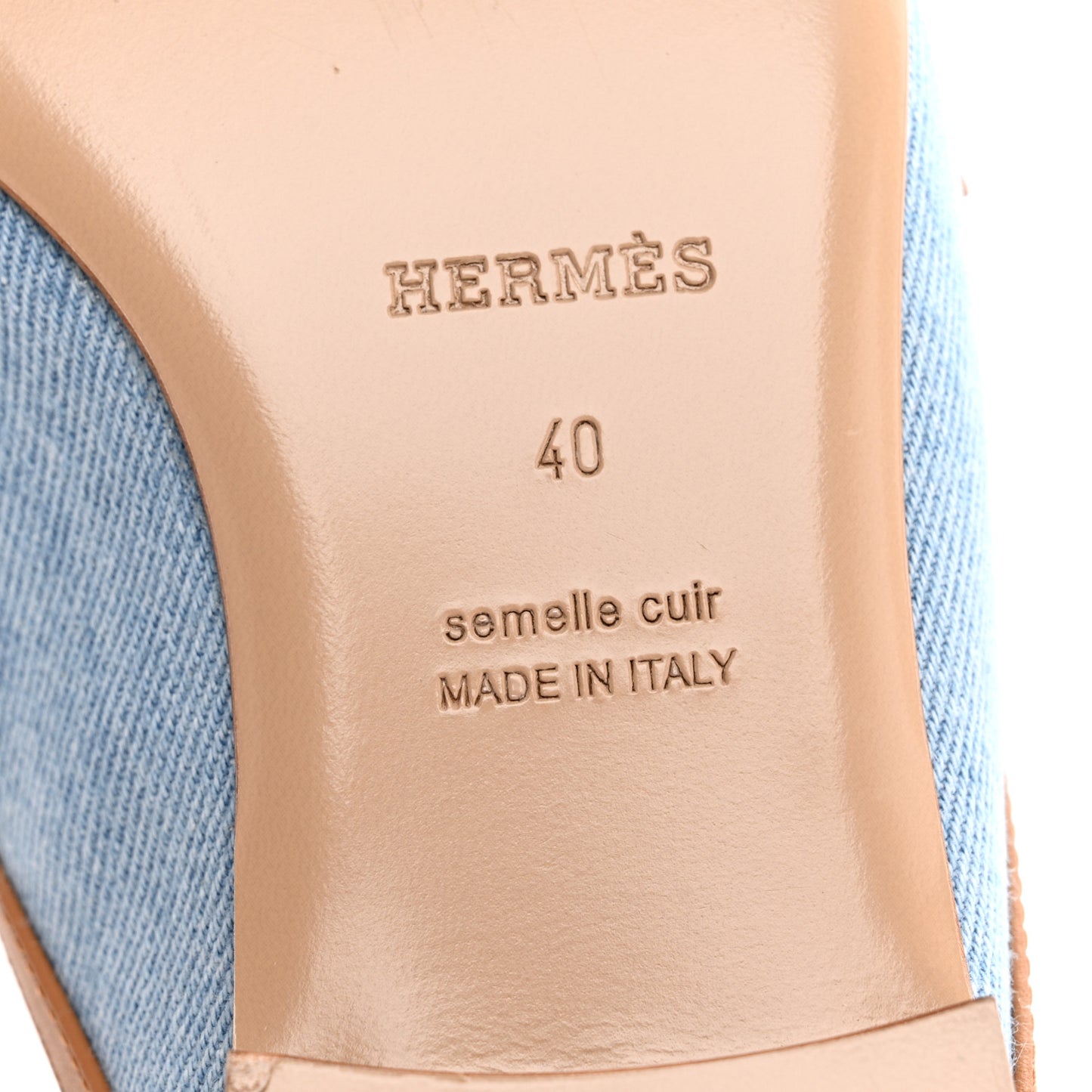 Denim Calfskin Groupie Mules 40 Bleu Clair Naturel