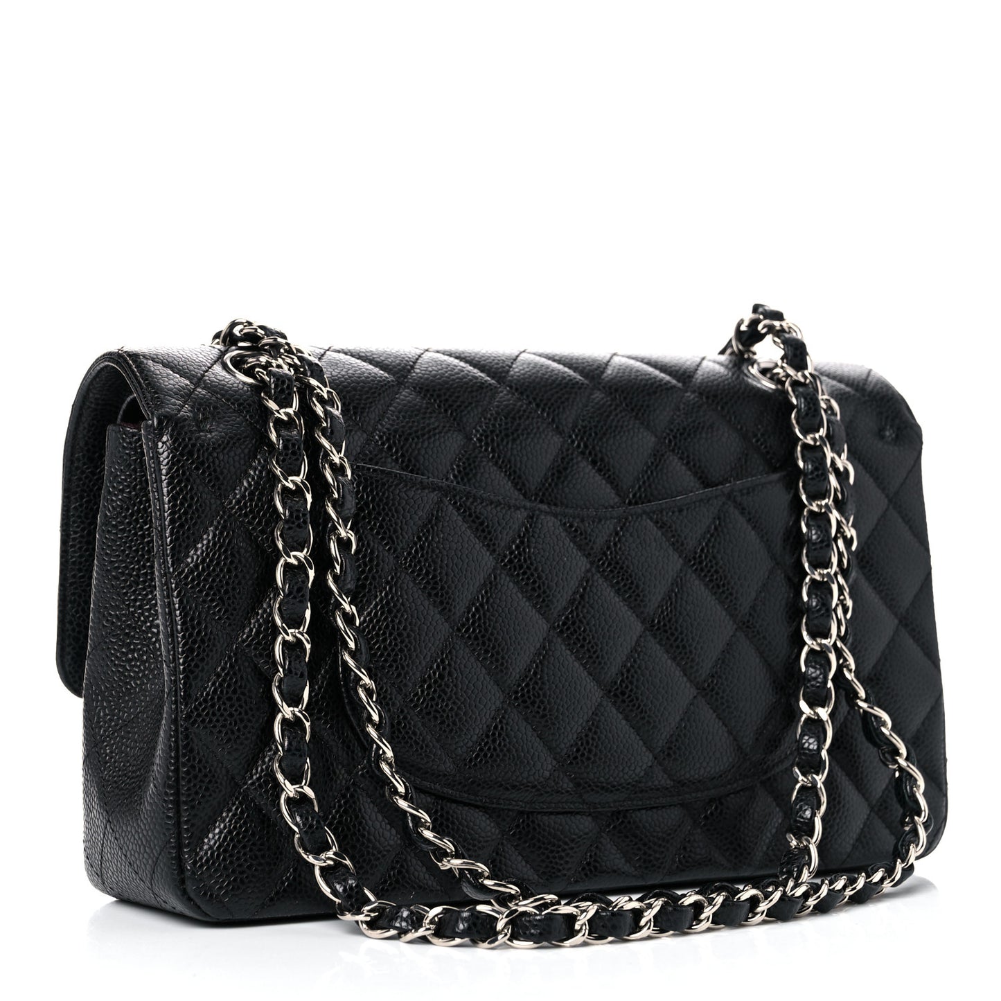 Caviar Quilted Medium Double Flap Black