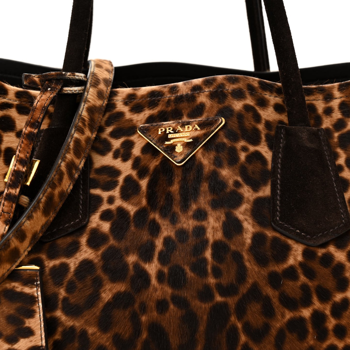 Calf Hair Leopard Print Shoulder Bag Avorio