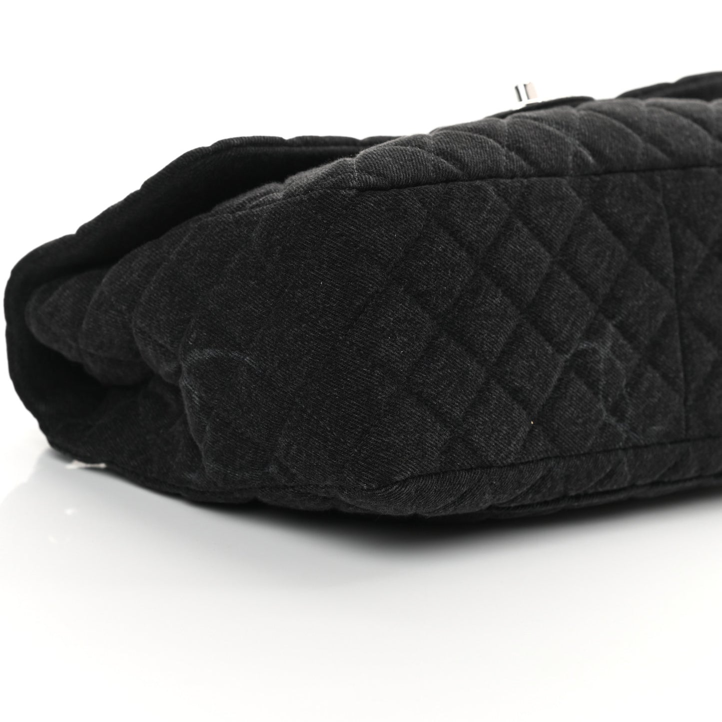 Denim Quilted CC Print Jumbo Single Flap Black