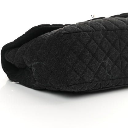 Chanel Denim Quilted CC Print Jumbo Single Flap Black 8 of 9