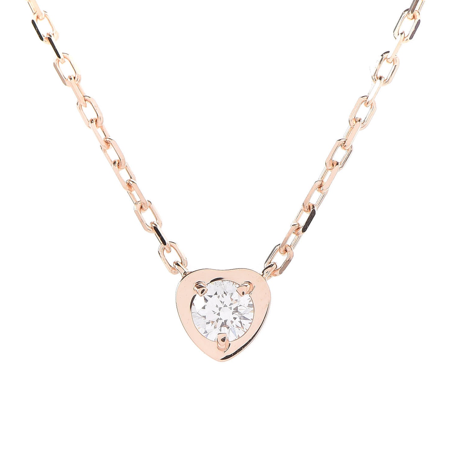 18K Pink Gold Diamond D'Amour Heart Pendant Necklace