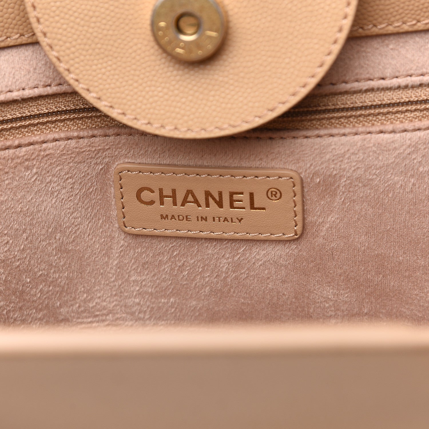 Chanel Caviar Small Studded Deauville Tote Beige 5 of 9