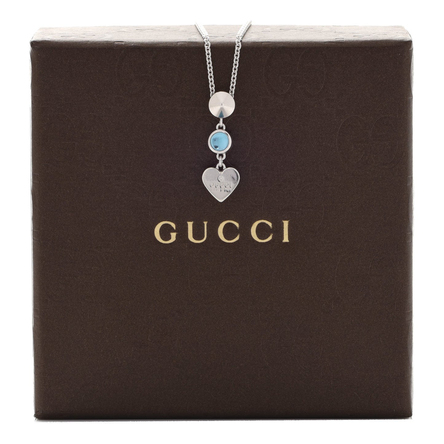 Sterling Silver Blue Topaz Trademark Heart Pendant Necklace