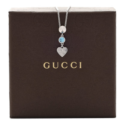 Gucci Sterling Silver Blue Topaz Trademark Heart Pendant Necklace 6 of 6