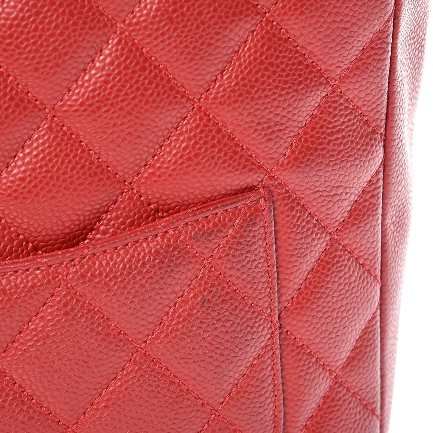 Caviar Quilted Petit Shopping Tote PST Red