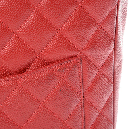 Chanel Caviar Quilted Petit Shopping Tote PST Red 9 of 11