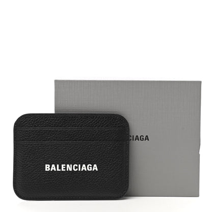 Balenciaga Grained Calfskin Logo Cash Rounded Card Holder Black White 8 of 8
