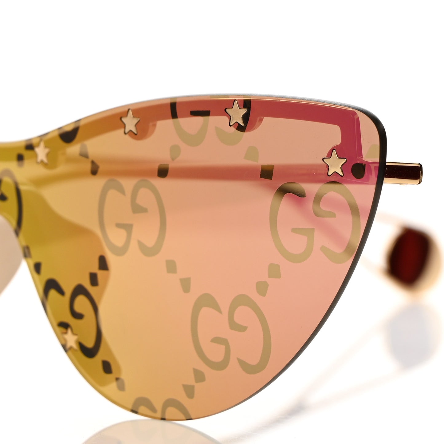 Metal Rimless Star Studded Monogram 90mm Cat Eye GG0666S Sunglasses Mirror Purple