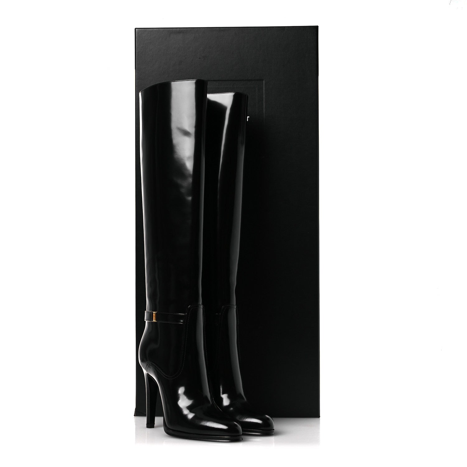 Saint Laurent Patent Calfskin Diane 100 Boots 37 Black 12 of 12