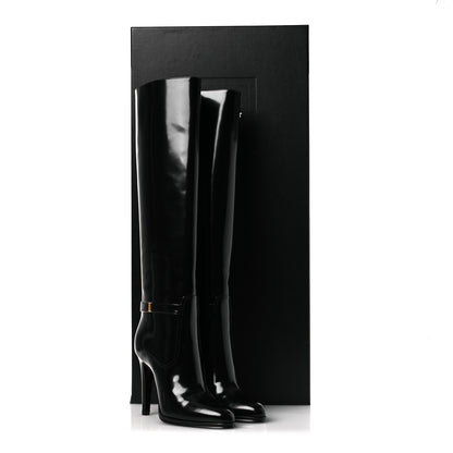 Saint Laurent Patent Calfskin Diane 100 Boots 37 Black 12 of 12