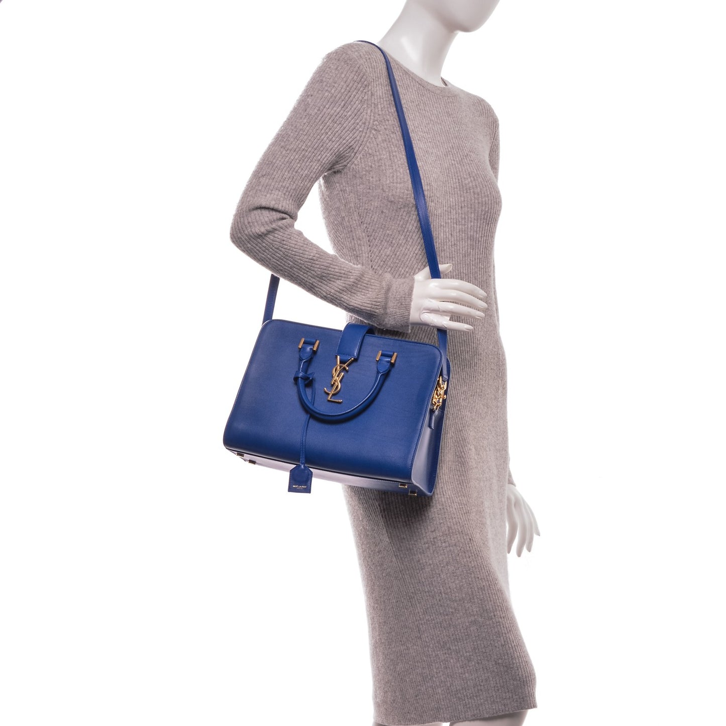 Calfskin Small Monogram Cabas Blue Majorelle