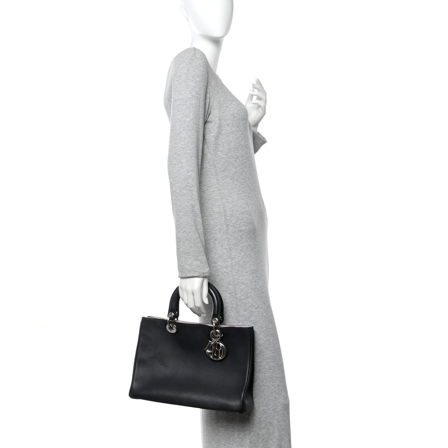 Smooth Calfskin Medium Diorissimo Tote Black Rose Poudre